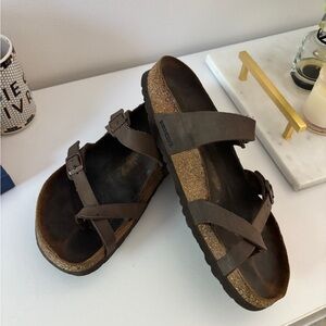 Birkenstock Dark Brown Cross-Strap Sandals